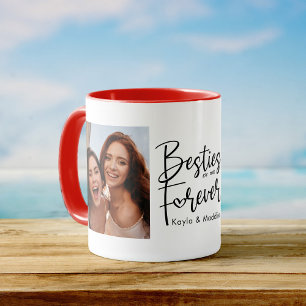 Custom Besties Forever BFF Modern Script Photo  Coffee Mug
