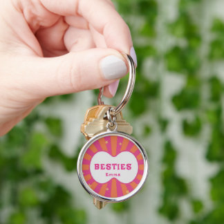 Custom Besties Forever Heart Keychain