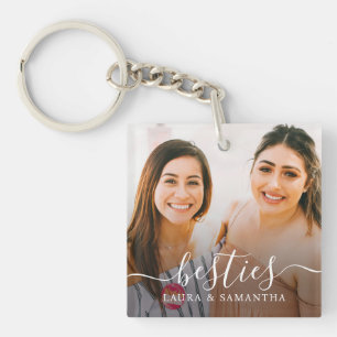 Custom Besties Names Photo Keychain