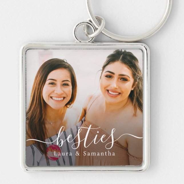 Custom Besties Names Photo Keychain (Front)
