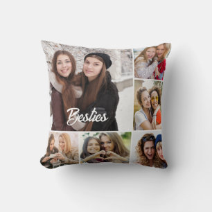 Custom "Besties" Photo Collage Throw Pillow