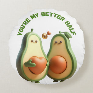 Custom Better Half Avocado Propose Day Gift Round Pillow