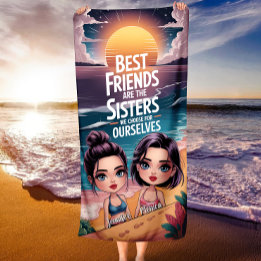Custom BFF Best Friends Chibi BFF Personalized Beach Towel