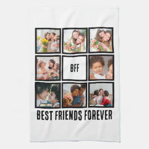 Custom BFF Best Friends Forever 8 Photo Collage Kitchen Towel