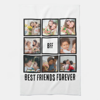 Custom BFF Best Friends Forever 8 Photo Collage Kitchen Towel