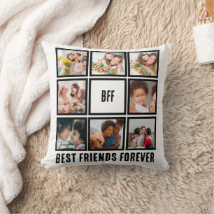 Custom BFF Best Friends Forever 8 Photo Collage Throw Pillow