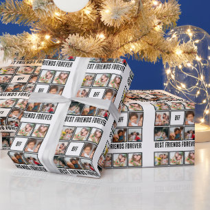Custom BFF Best Friends Forever 8 Photo Collage Wrapping Paper