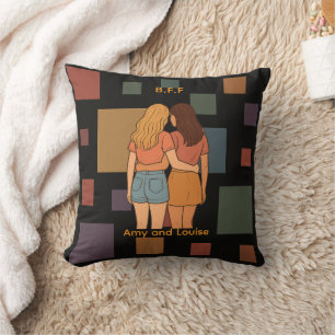 Custom BFF Best Friends Throw Pillow