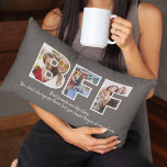 Custom BFF Besties Best Friends Photo Collage Grey Lumbar Pillow<br><div class="desc">Celebrate your friendship with your BFF with this custom photo lumbar pillow. Modern bold typography showcases 3 of your favourite photos of you and your best friend ever as well as an easily customizable quote on the front. On the back is space for your names, another message, or your friendship...</div>