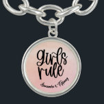 Custom BFF Name Girls Rule Friendship Bracelet<br><div class="desc">Celebrate your everlasting friendship with this custom BFF design. The design boasts the words 'Girls Rule' and your name with your bestie's on the baby pink watercolor background, making it a one-of-a-kind treasure. Show your BFF how much she means to you with this meaningful and stylish design. Order yours today...</div>