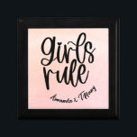 Custom BFF Name Girls Rule Friendship Gift Box<br><div class="desc">Celebrate your everlasting friendship with this custom BFF design. The design boasts the words 'Girls Rule' and your name with your bestie's on the baby pink watercolor background, making it a one-of-a-kind treasure. Show your BFF how much she means to you with this meaningful and stylish design. Order yours today!...</div>