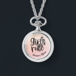 Custom BFF Name Girls Rule Friendship Watch<br><div class="desc">Celebrate your everlasting friendship with this custom BFF design. The design boasts the words 'Girls Rule' and your name with your bestie's on the baby pink watercolor background, making it a one-of-a-kind treasure. Show your BFF how much she means to you with this meaningful and stylish design. Order yours today...</div>