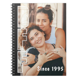 Custom BFF Since Year Photo Illusion Black Notebook