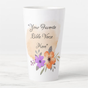 Custom Bible Verse on Peach Background and Flower Latte Mug