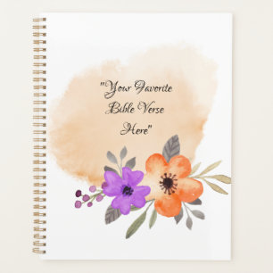 Custom Bible Verse on Peach Background and Flower Planner