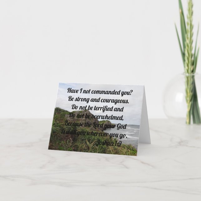 Custom Bible Verse Over Shoreline Thank You Card (Front)