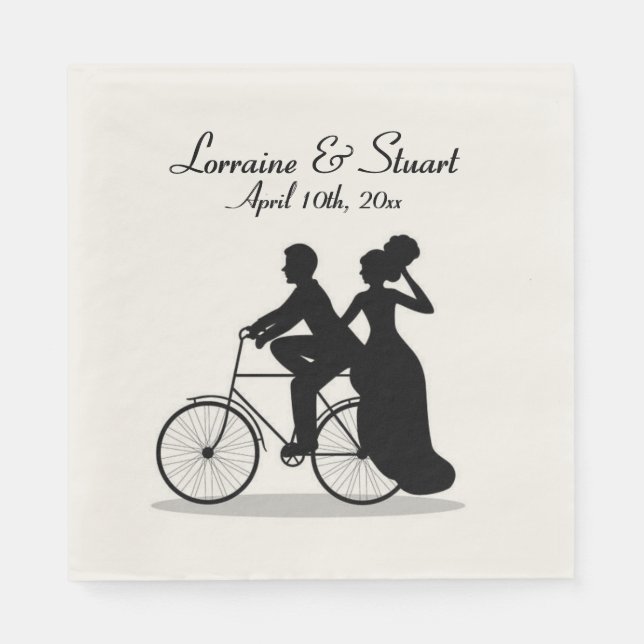 Custom Bicycle Wedding Napkin (Front)