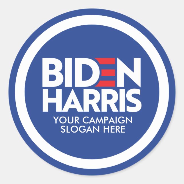 Custom Biden Harris 2024 Campaign Slogan Classic Round Sticker (Front)