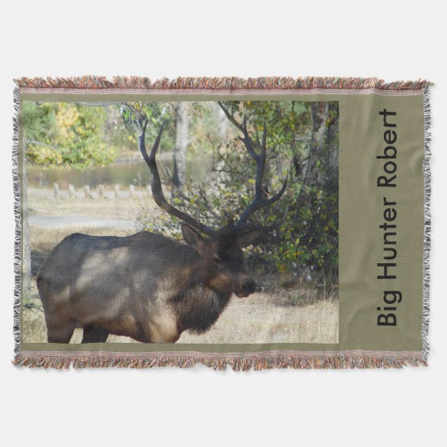 Custom Big Bull Elk Throw Blanket Home Decor (Front)