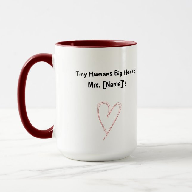 Custom Big Heart Preschool Teacher Combo Mug (Left)