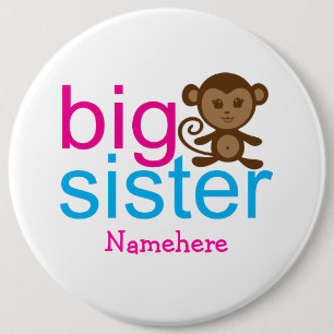 Custom Big Sister Monkey Buttons