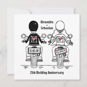 Custom Biker Motorcycle Wedding Anniversary Invitation