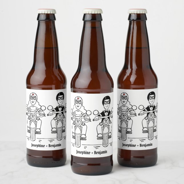 Custom Biker Motorcycle Wedding Bottle Labels (Bottles)