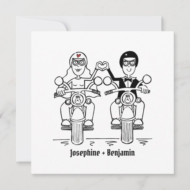 Custom Biker Motorcycle Wedding Invitation (Front)