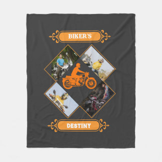 Custom Biker Photo Collage Fleece Blanket