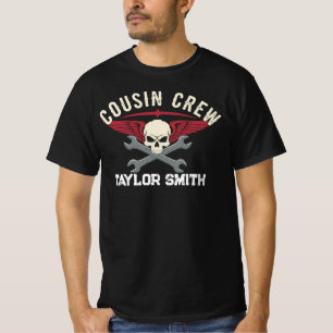 Custom Biker Skull Mechanic Cousin Crew Matching T-Shirt