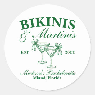 Custom Bikinis and Martinis Bachelorette Party Classic Round Sticker