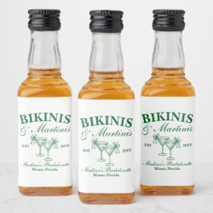 Custom Bikinis and Martinis Bachelorette Party Liquor Bottle Label
