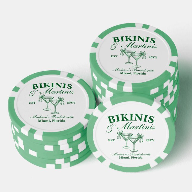 Custom Bikinis and Martinis Bachelorette Party Poker Chips (Stack)