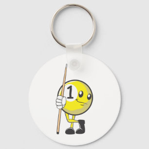 Custom Billiard Player Holding Cue Stick Keychain