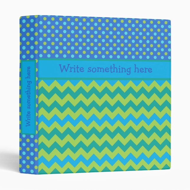 Custom Binder: Blue Green Chevrons: Polka Dots Binder (Front/Spine)