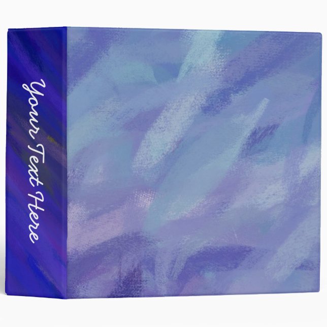 Custom Binder Blue Hand Paint Abstract Art Modern (Front/Spine)