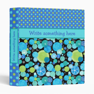 Custom Binder: Quirky Blue Moons: Polkas, Stripes Binder