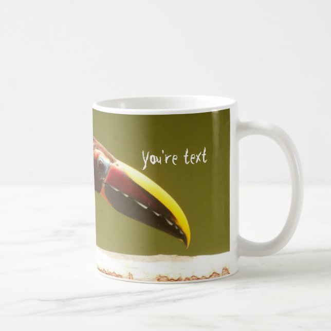 Custom bird green aracari toucan coffee mug (Right)