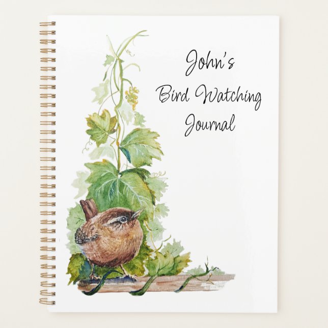 Custom Bird Watching Journal for Birders Wren Bird Planner (Front)