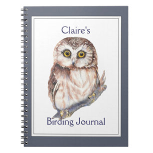 Custom, Birding  Journal Watercolor Owl