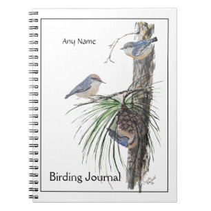 Custom Birding Journal Watercolor Pygmy Nuthatches