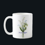 Custom Birth Flower Lily of The Valley Coffee Mug<br><div class="desc">Celebrate a special connection with our Watercolor Birth Flower Personalized Mug. Featuring a floral illustration that represents the unique beauty of their birth month, this mug blends artistic flair with everyday functionality. The soft, ethereal watercolor textures pop against the crisp ceramic, creating a piece that feels more like a work...</div>