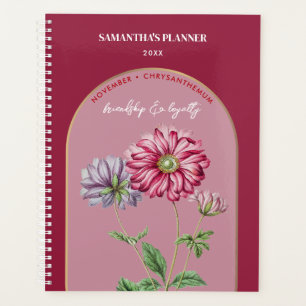 Custom Birth Flower Month November Chrysanthemum Planner
