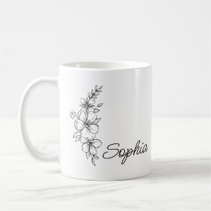 Custom Birth Flower Mug, Personalized Large Mom Mu Coffee Mug