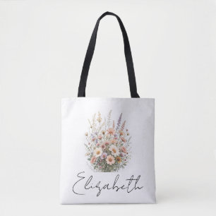Custom Birth Month Flower Tote Bag for Woman, Girl