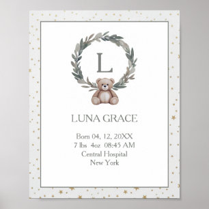 Custom Birth Poster for Newborn – Watercolor 