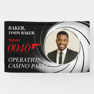 Custom Birthday Agent Photo Banner, Tuxedo Party Banner