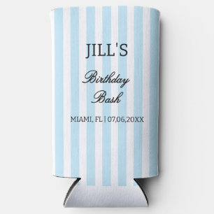 Custom Birthday Bash Beach Coastal Birthday Party Seltzer Can Cooler