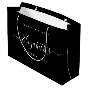 Custom Birthday Black and White Large Gift Bag