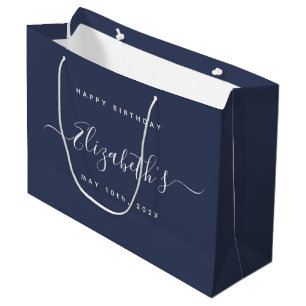 Custom  Birthday Blue and White Large Gift Bag